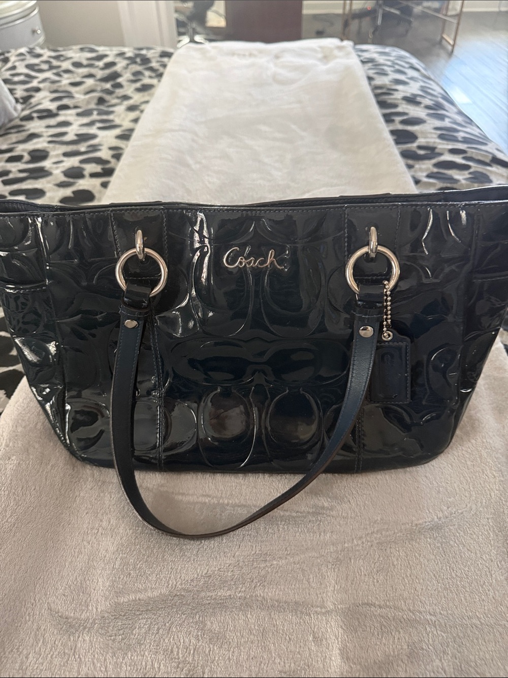 Coach dark blue Patent Leather Signature Tote